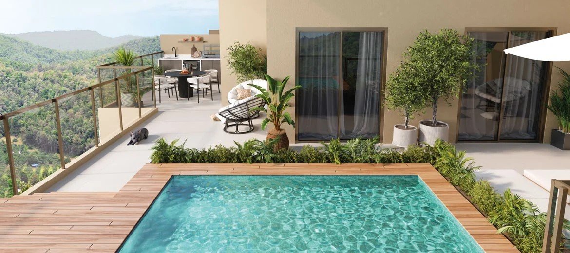 Perspectiva de cobertura com piscina privativa do Sou Mais Itacoatiara