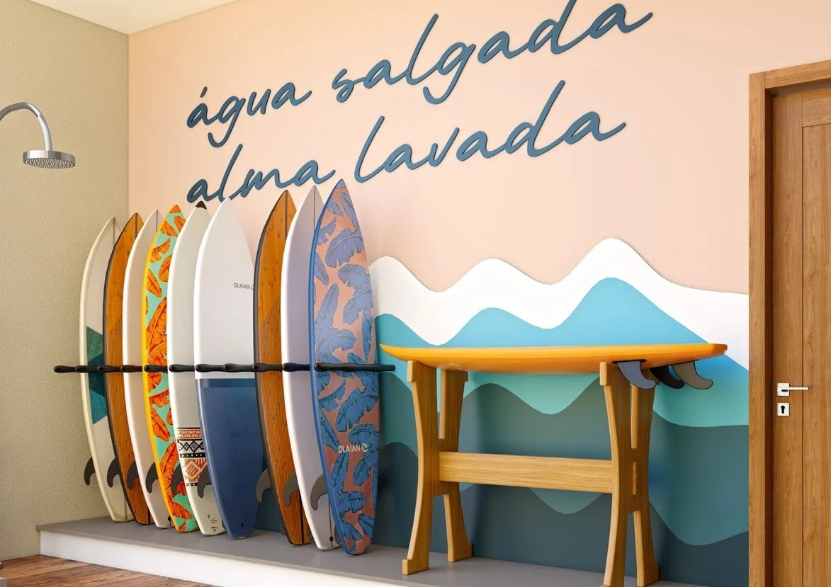 Perspectiva do pranchário para surfistas do Sou Mais Itacoatiara
